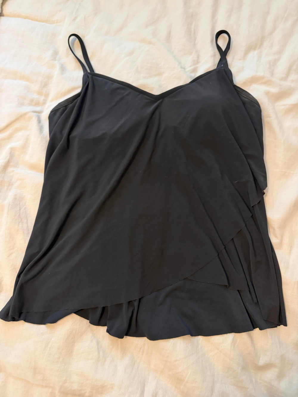 Black Layered Flowy Tankini Swim Top - XL